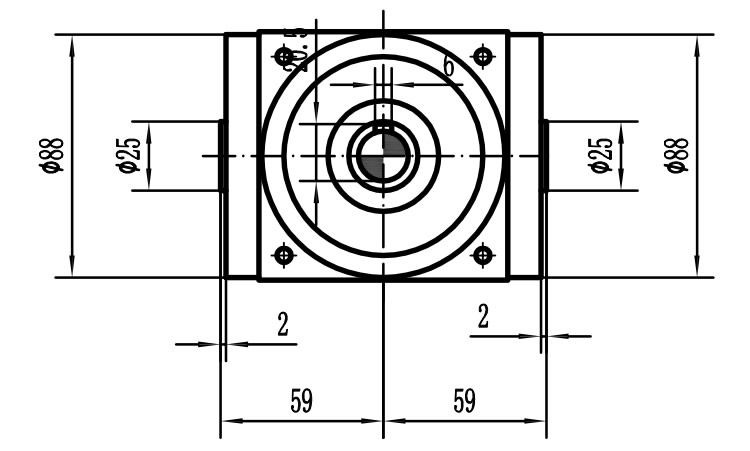 HDA09系列換向器：HDA09-2：1-E外形安裝尺寸圖1