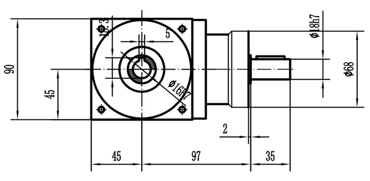 HDA09系列換向器：HDA09-2：1-E外形安裝尺寸圖2